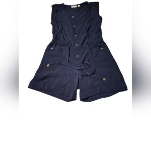 New York & Company Navy Romper with Gold Accents